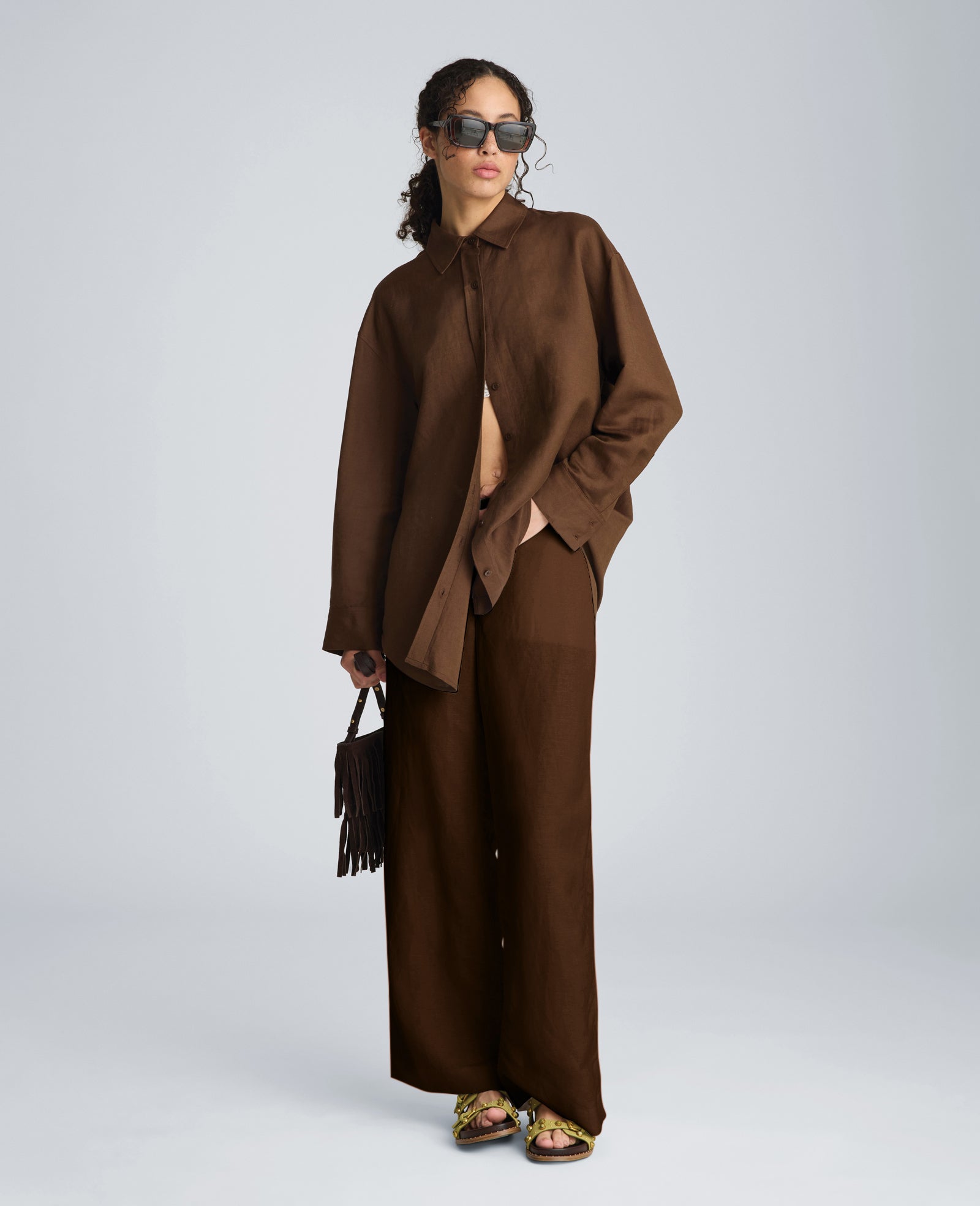 Kenneth Cole Pull On Wide Leg Pant | BRUNETTE