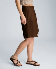Kenneth Cole Fly Front High Rise Pleated Bermuda Short | BRUNETTE