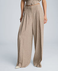 Kenneth Cole High Rise Fly Front Wide Leg Triple Pleat Pant | BRUNETTE/PUR WHT