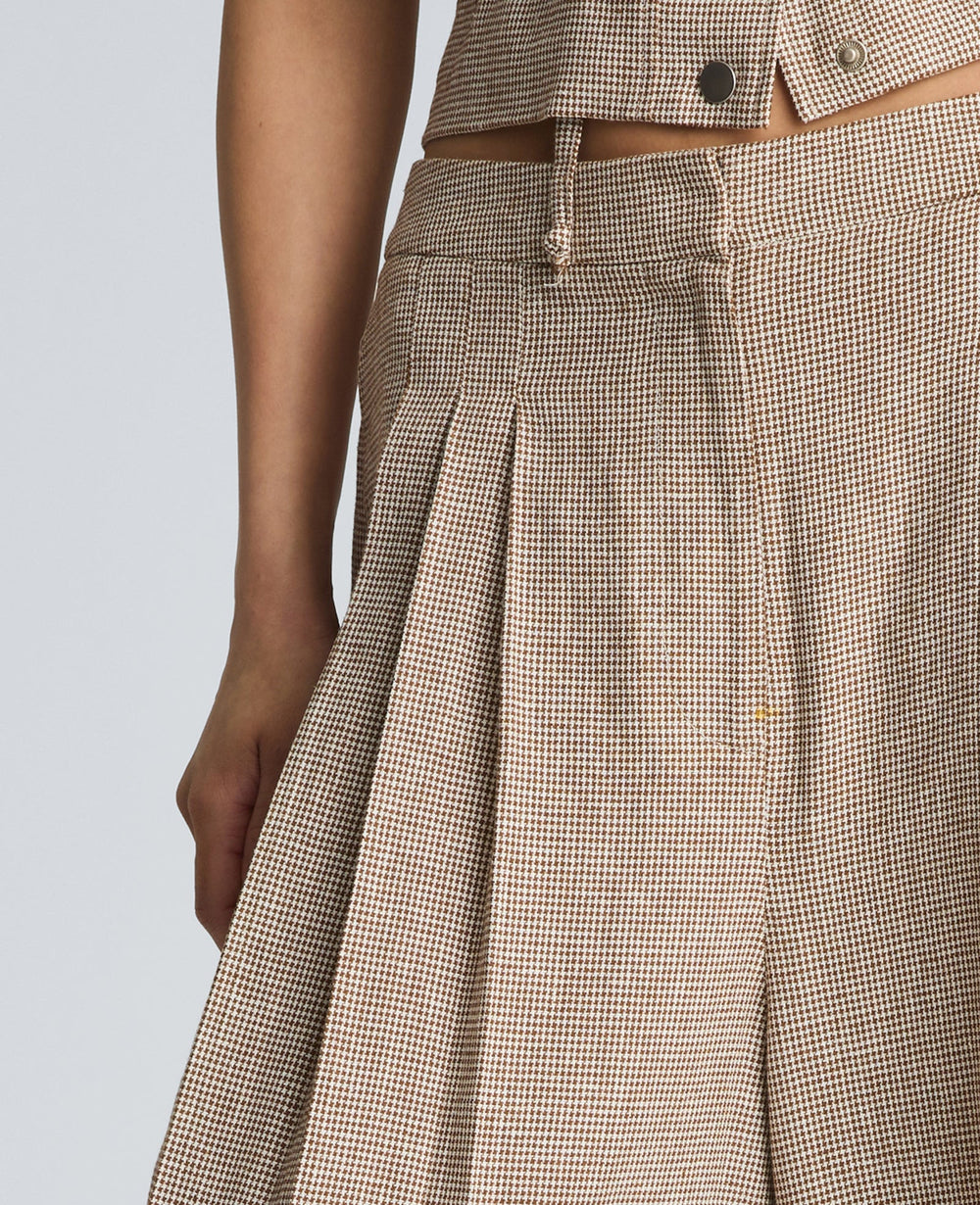 Kenneth Cole High Rise Fly Front Wide Leg Triple Pleat Pant | BRUNETTE/PUR WHT