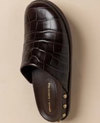 Kenneth Cole Larroudé x Kenneth Cole: Clog Dark Oak Croco Leather | CROCO