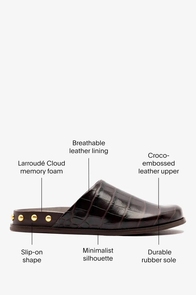 Kenneth Cole Larroudé x Kenneth Cole: Clog Dark Oak Croco Leather | CROCO