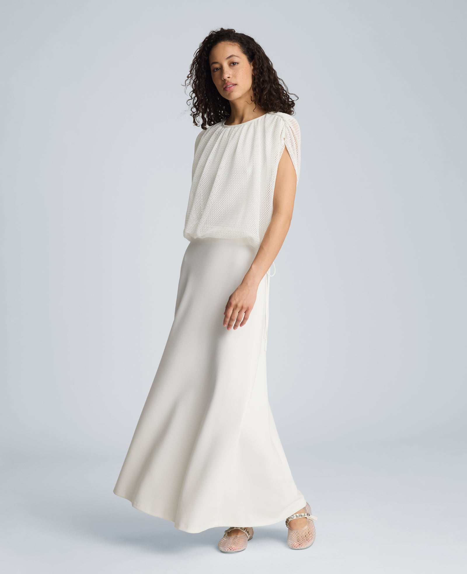 Kenneth Cole Bubble Top with Ties | PURE WHITE