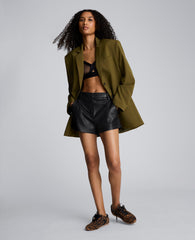 Kenneth Cole Faux Leather Fly Front Short | BLACK