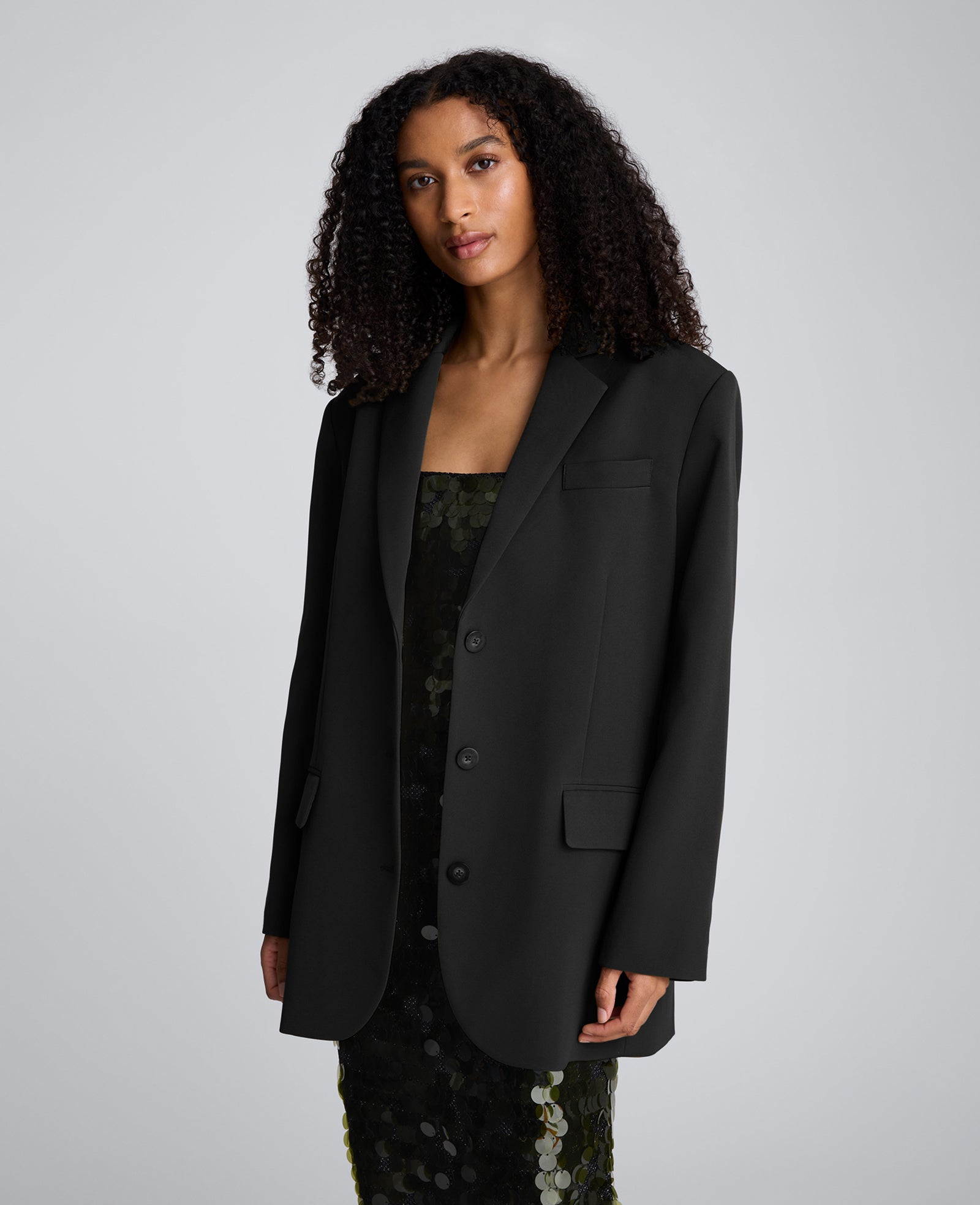 Kenneth Cole Luxe Twill Boyfriend Blazer – Oversized Black | Kenneth Cole | BLACK