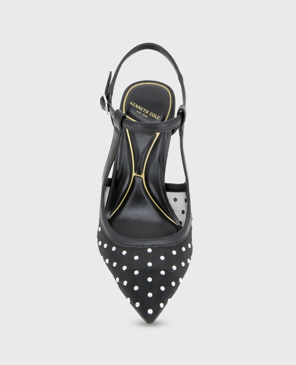 Kenneth Cole Shop Romi Black Stud Mesh Slingback Heel | Kenneth Cole | BLACK STUD MESH