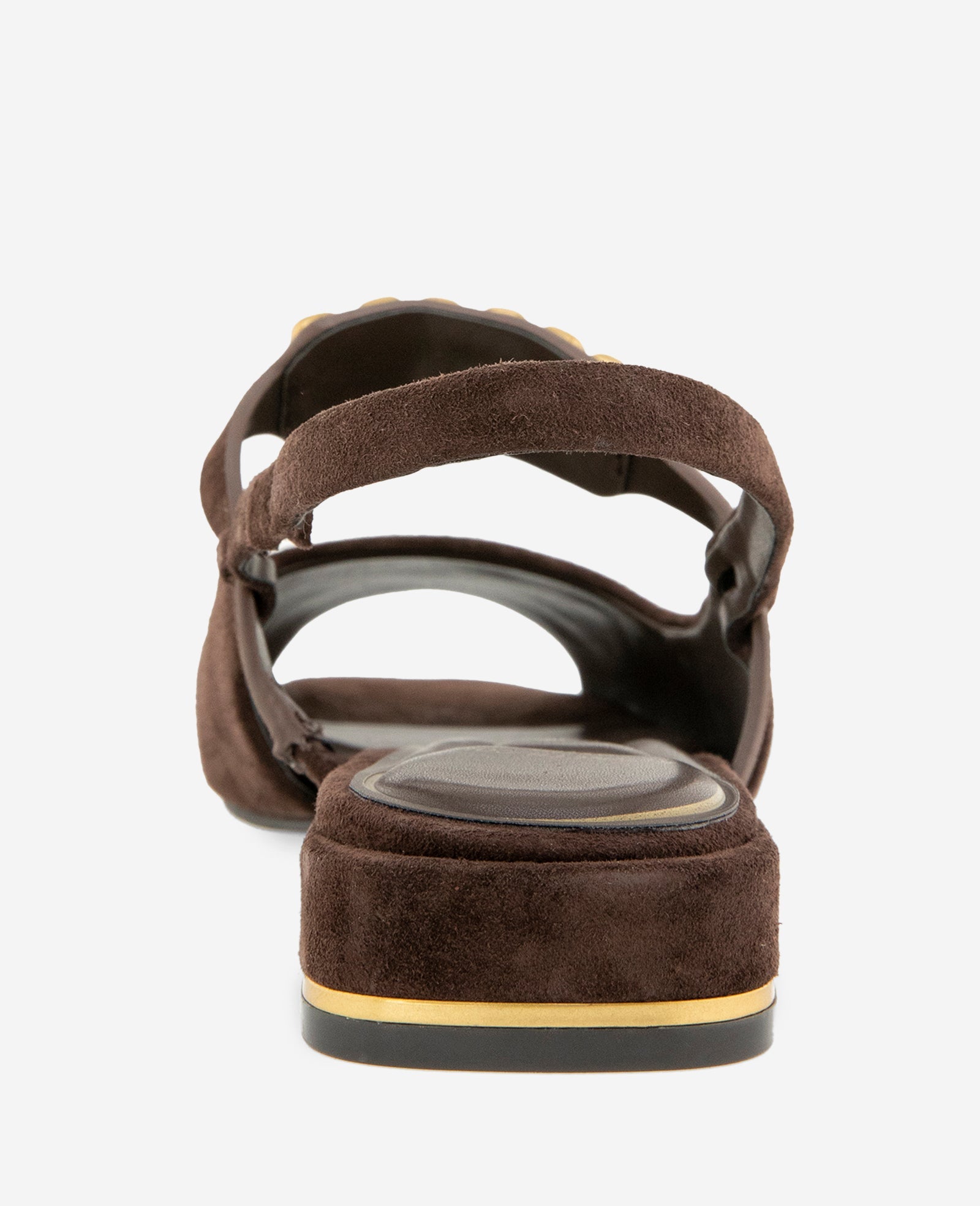 Kenneth Cole Illia Suede Open Toe Hardware Flat Slingback | CHOCOLATE SUEDE