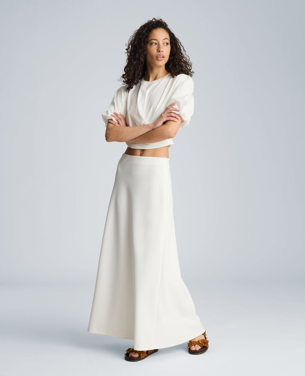 Kenneth Cole Pull On Flared Maxi Skirt | PURE WHITE