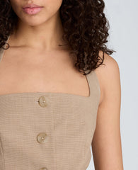 Kenneth Cole Crosshatch Weave Four Button Halter Vest with Flap Pockets | TIMELESS TAUPE