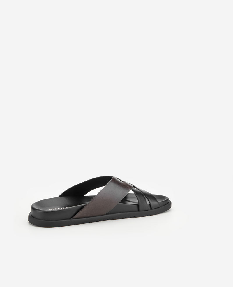 Kenneth Cole Wooper Leather Sandal | BLACK / GANACHE LEATHER
