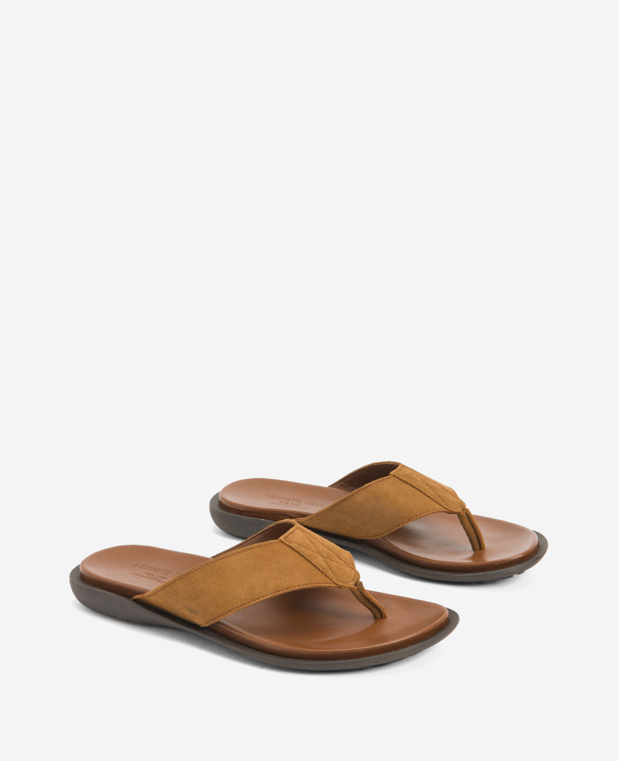 Kenneth Cole Tobacco Leather Thong Sandals – Lightweight Grip | KC | TOBACCO