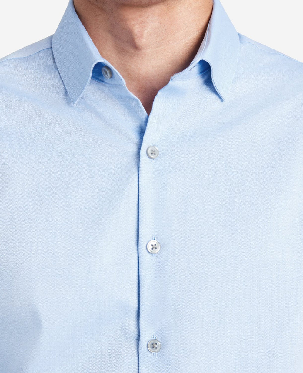 Kenneth Cole Slim-Fit Button-Down Stretch Dress Shirt with TEK FIT | LIGHT BLUE