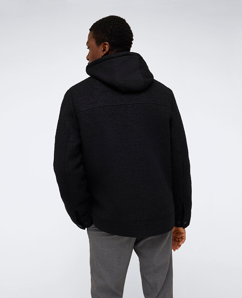 Kenneth Cole Shop Black Boucle Wool Jacket with Jersey Hood – Men’s Fit | BLACK