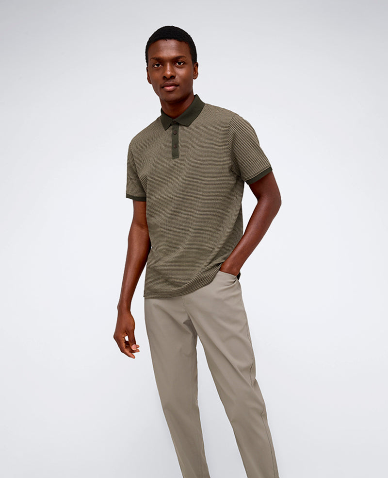 Kenneth Cole Green Polo Shirt with Contrast Collar & Placket | KC | GREEN