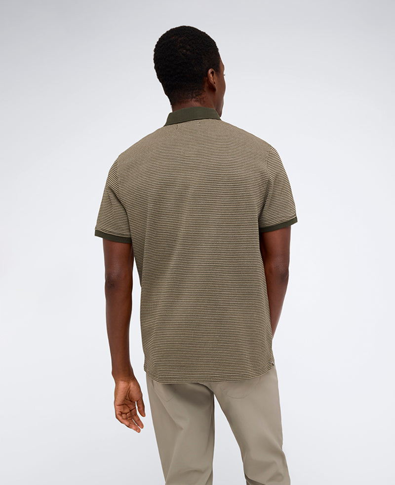 Kenneth Cole Green Polo Shirt with Contrast Collar & Placket | KC | GREEN