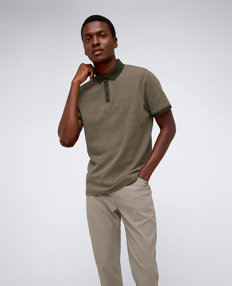 Kenneth Cole Green Polo Shirt with Contrast Collar & Placket | KC | GREEN
