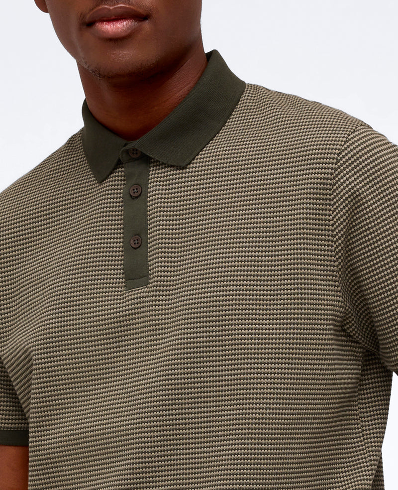 Kenneth Cole Green Polo Shirt with Contrast Collar & Placket | KC | GREEN