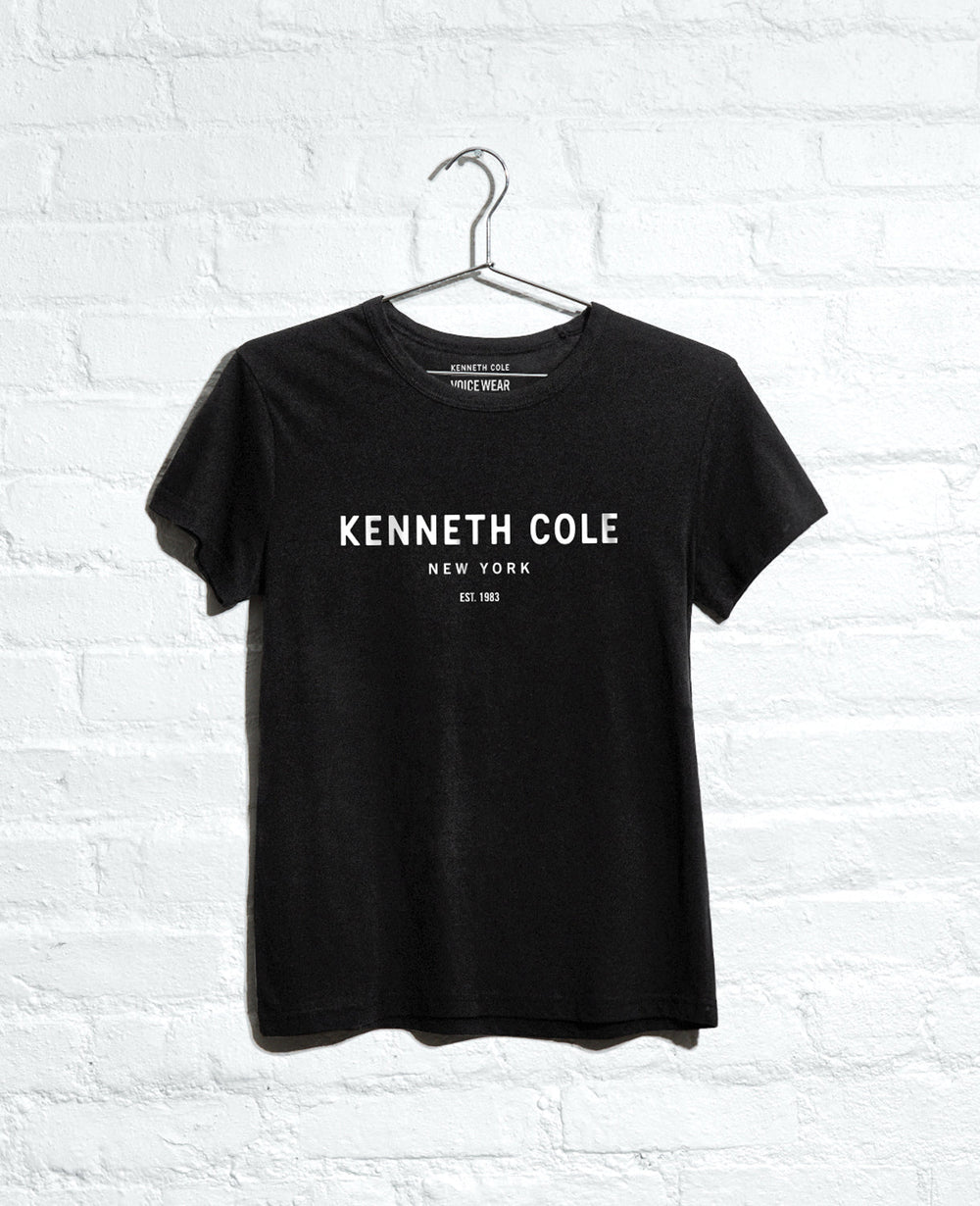 Kenneth Cole Shop 1983 Logo Tee – Black Unisex Cotton Stretch Fit | KC | BLACK