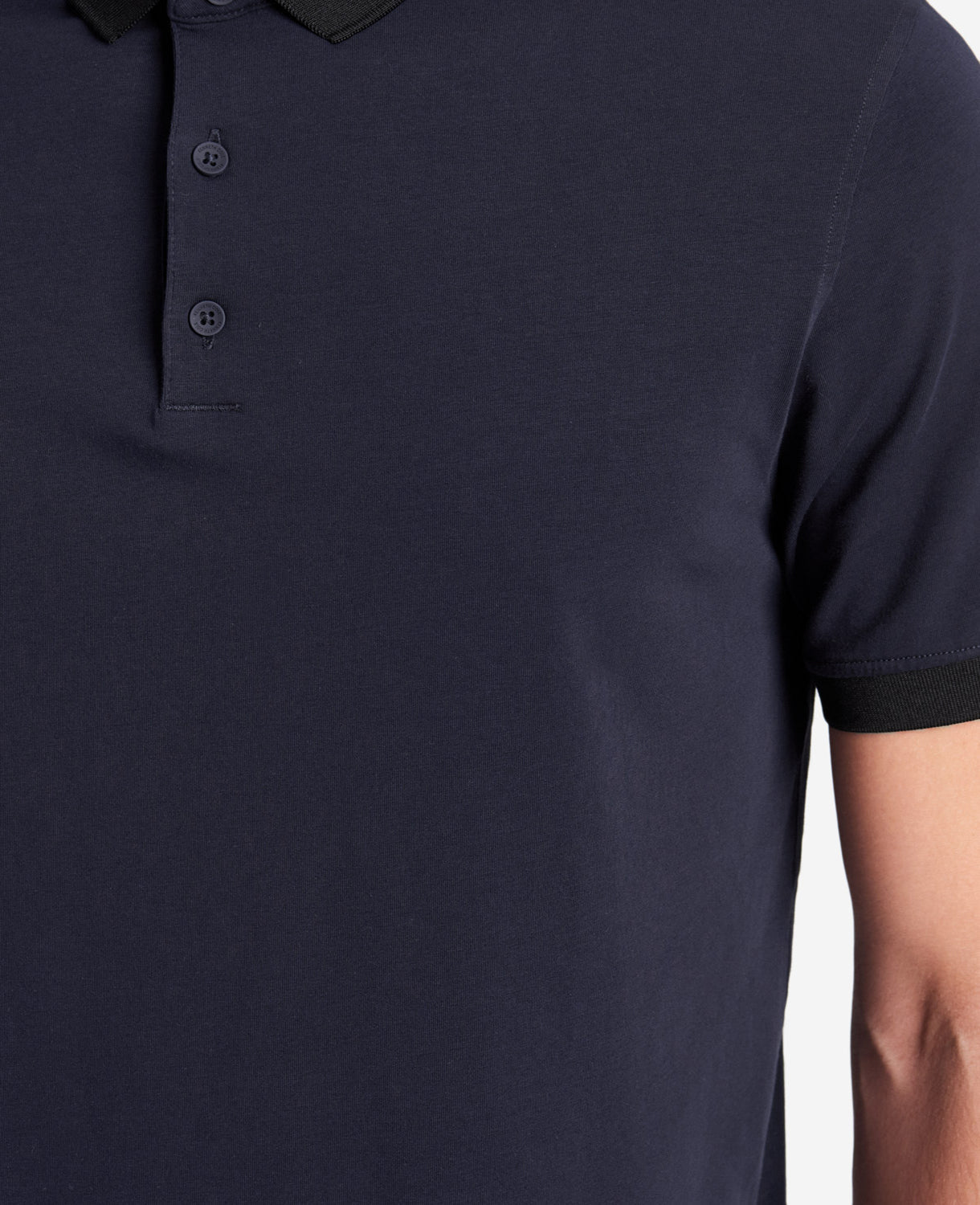 Kenneth Cole Navy Polo Shirt with Colorblock Collar – 4-Way Stretch | KC | NAVY
