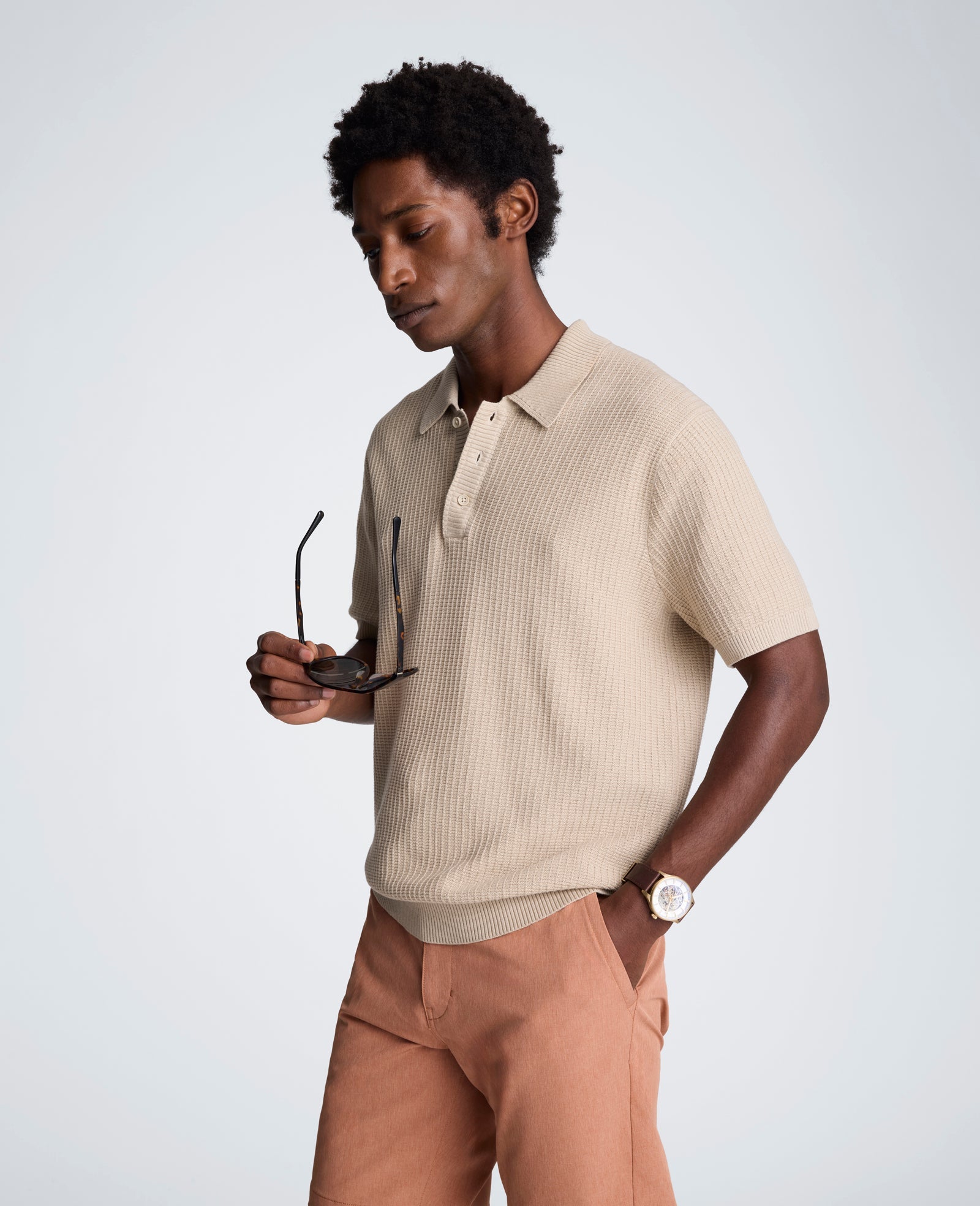 Kenneth Cole Sweater Polo | TAN MIX