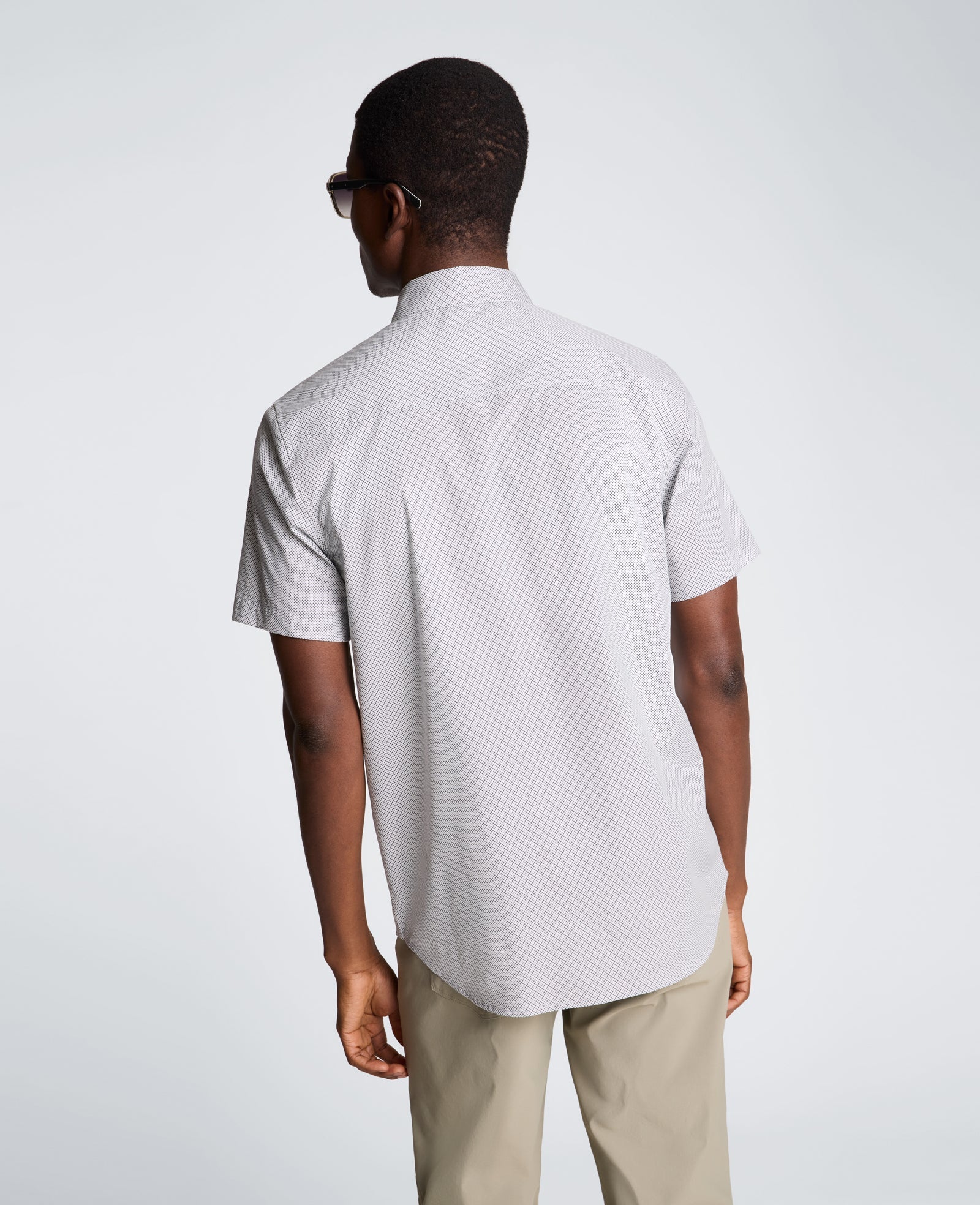 Kenneth Cole Short Sleeve Sport Shirt with Chest Pocket | ABSTRACT OXFORD GEO BLACK