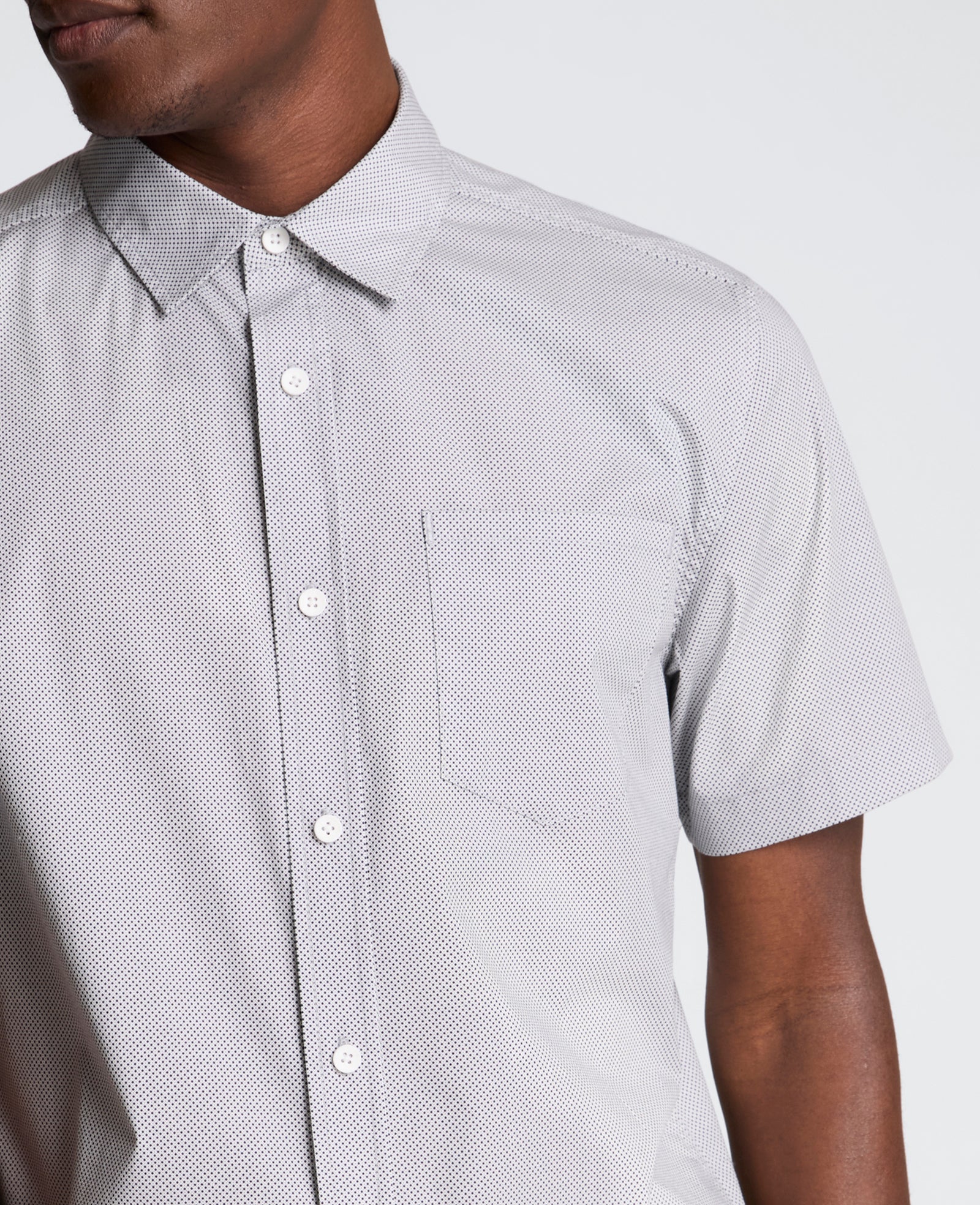 Kenneth Cole Short Sleeve Sport Shirt with Chest Pocket | ABSTRACT OXFORD GEO BLACK