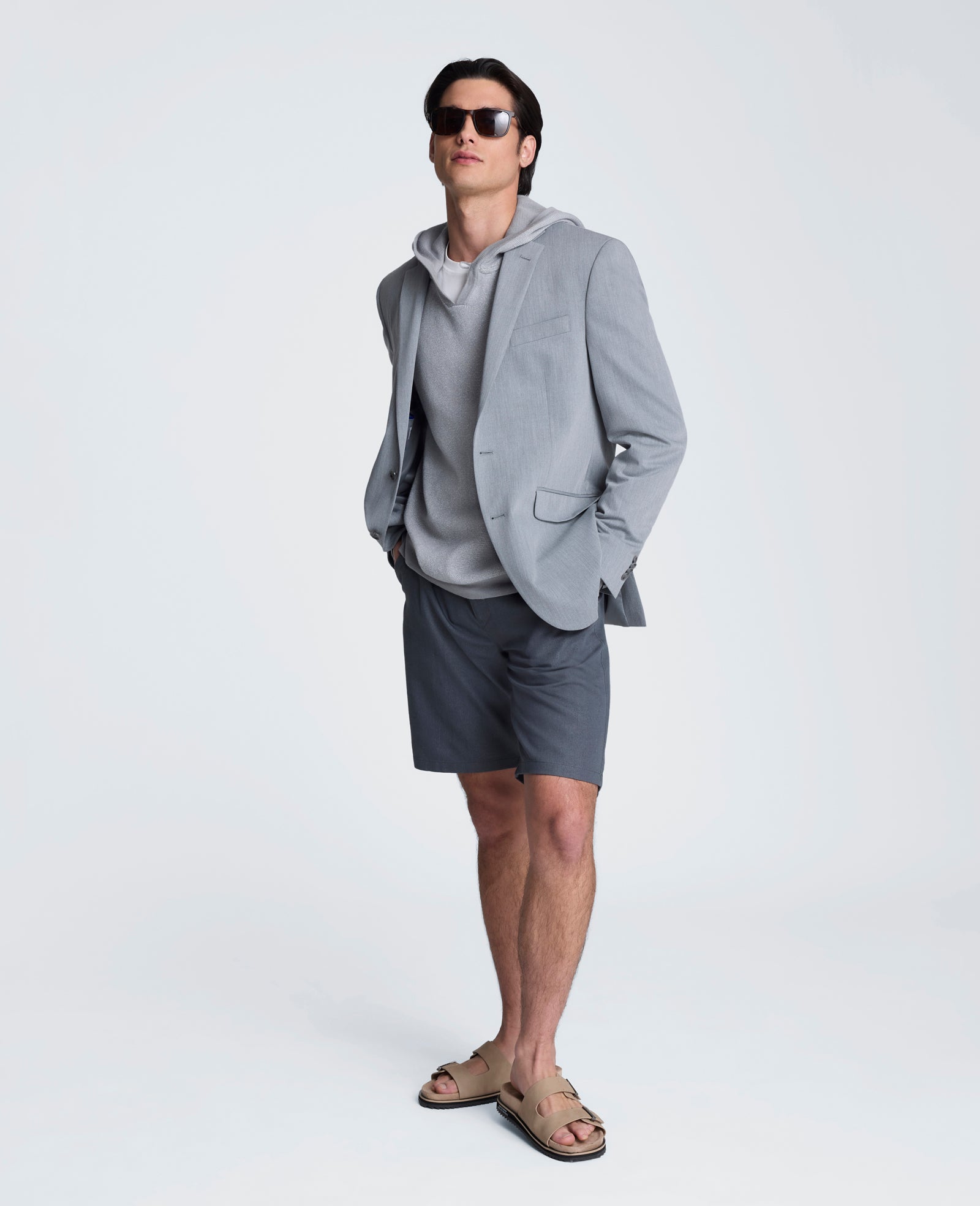 Kenneth Cole Sweater Hoodie | GREY/WHITE