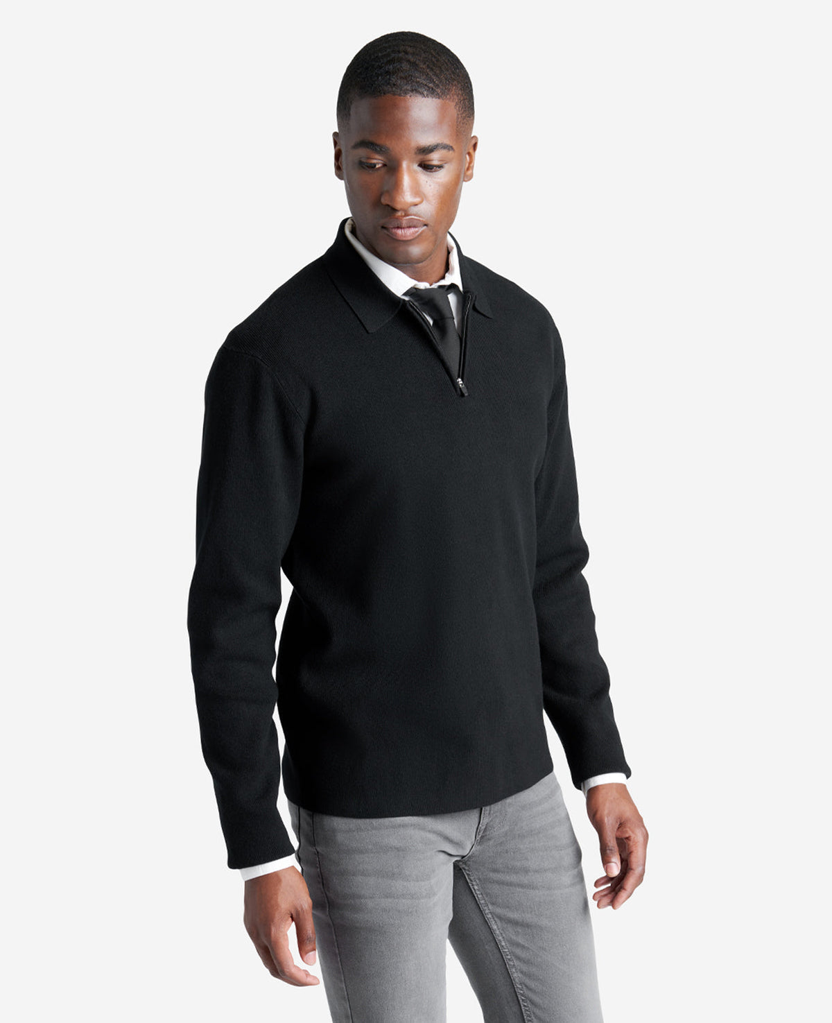 Kenneth Cole Shop Men’s Long Sleeve Polo Sweater – Black | Kenneth Cole | BLACK