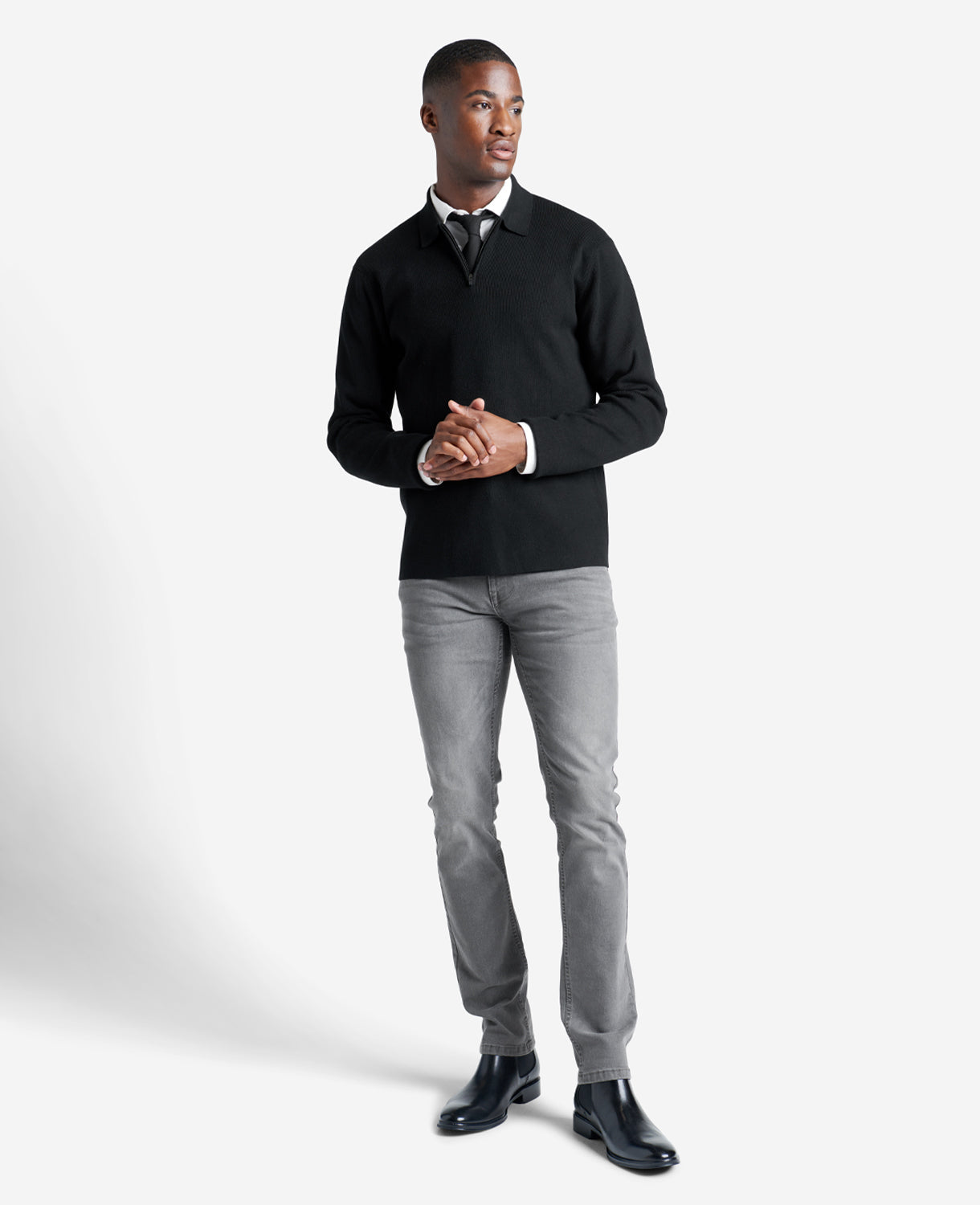 Kenneth Cole Shop Men’s Long Sleeve Polo Sweater – Black | Kenneth Cole | BLACK