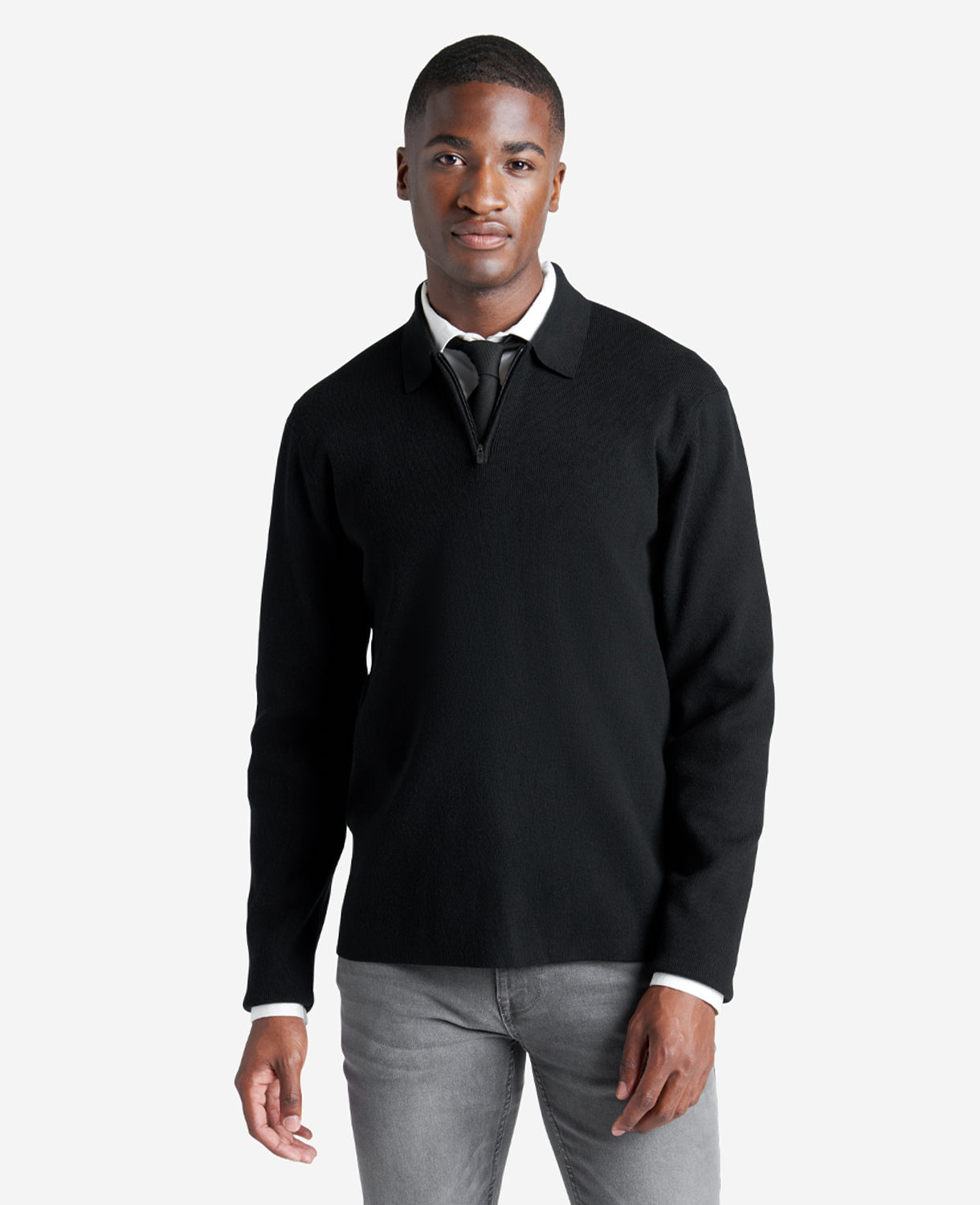 Kenneth Cole Shop Men’s Long Sleeve Polo Sweater – Black | Kenneth Cole | BLACK