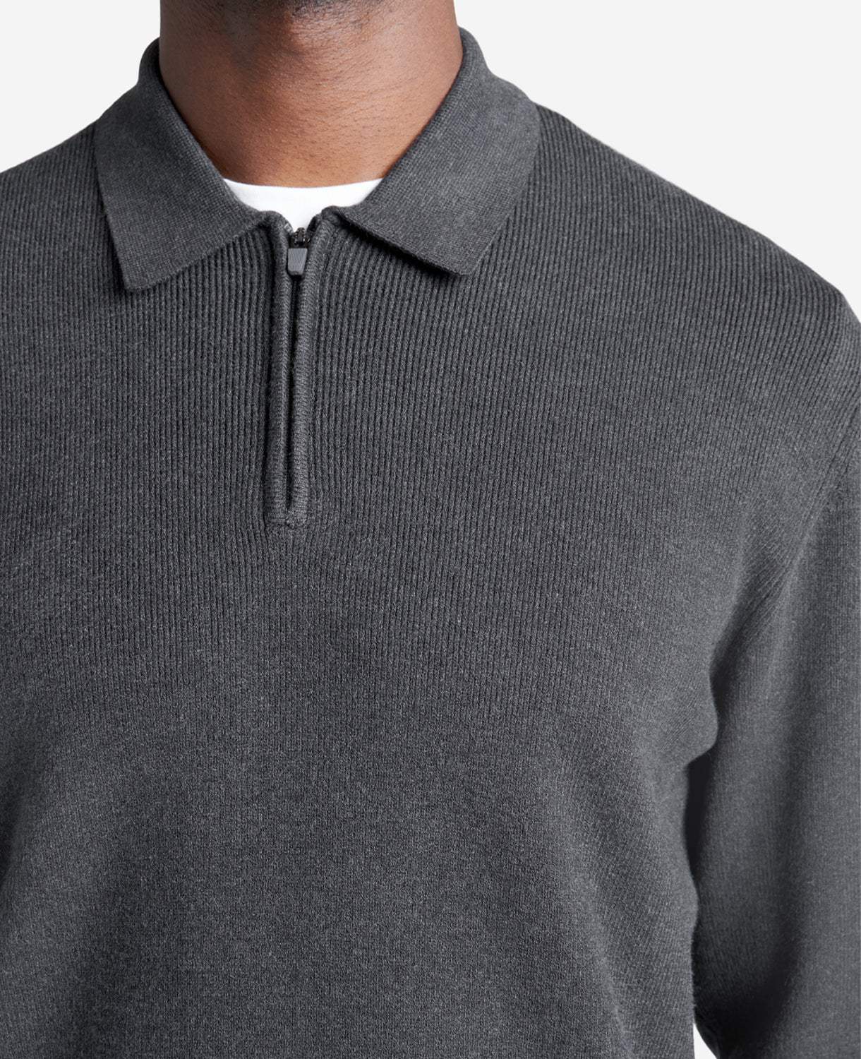 Kenneth Cole Charcoal Long Sleeve Polo Sweater for Men | Kenneth Cole | CHARCOAL