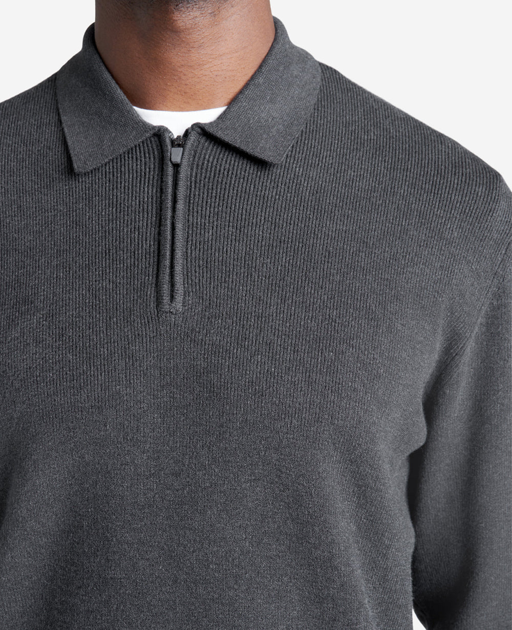 Kenneth Cole Charcoal Long Sleeve Polo Sweater for Men | Kenneth Cole | CHARCOAL