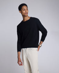 Kenneth Cole Black Crew Neck Sweater – Ribbed Cuffs & Classic Fit | KC | BLACK