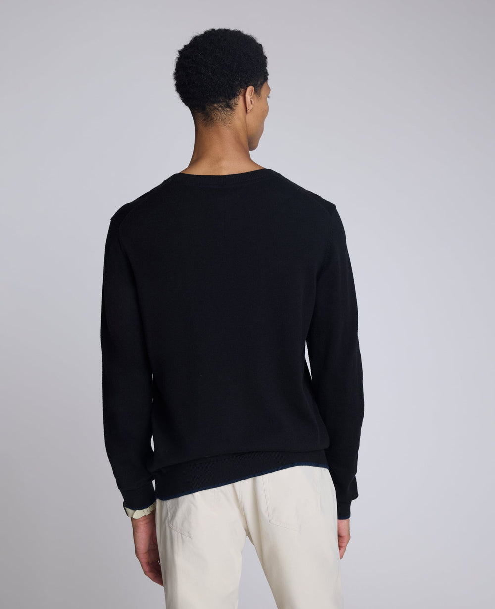 Kenneth Cole Black Crew Neck Sweater – Ribbed Cuffs & Classic Fit | KC | BLACK
