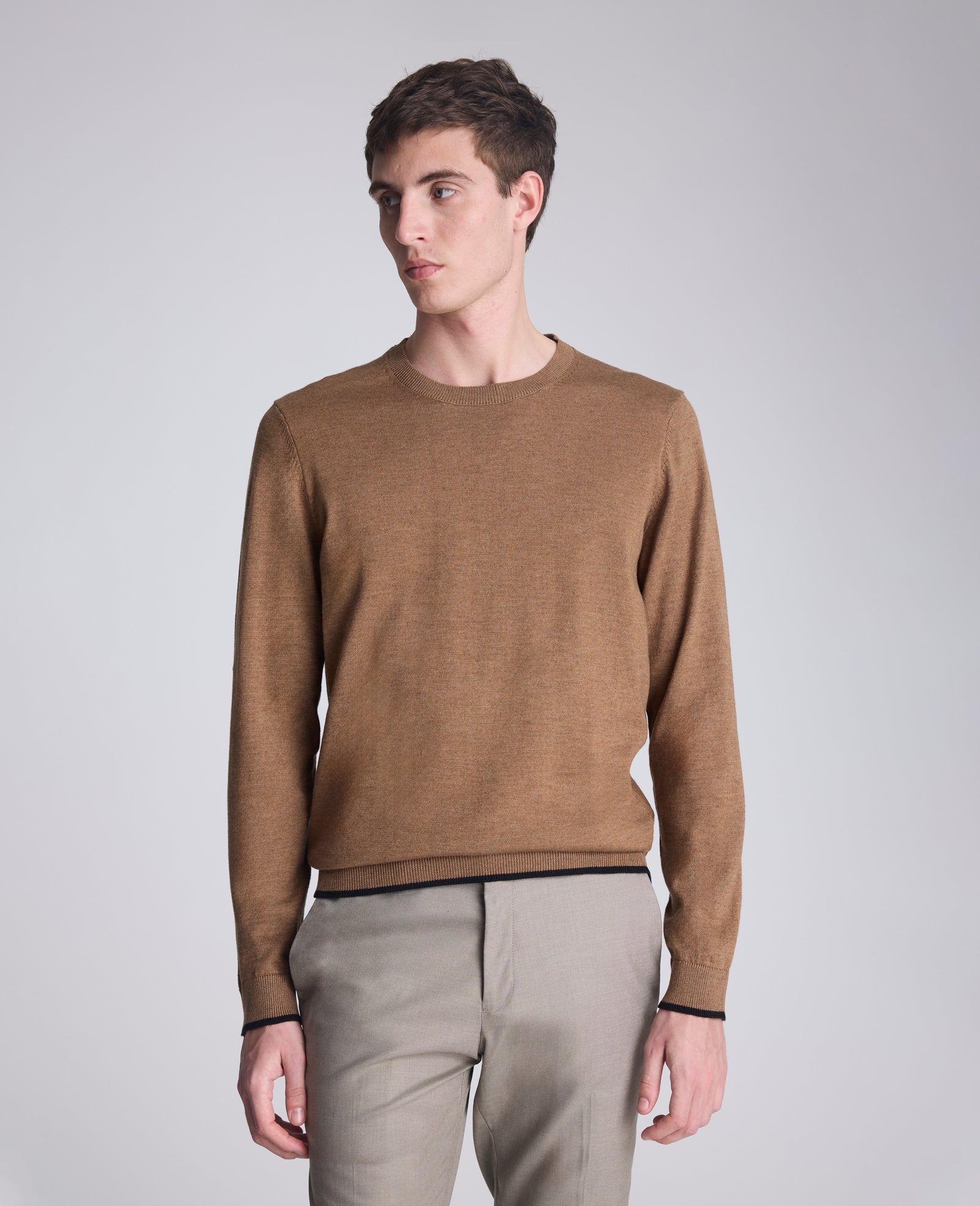 Kenneth Cole Heather Brown Crew Neck Sweater – Classic Fit | Kenneth Cole | HEATHER BROWN