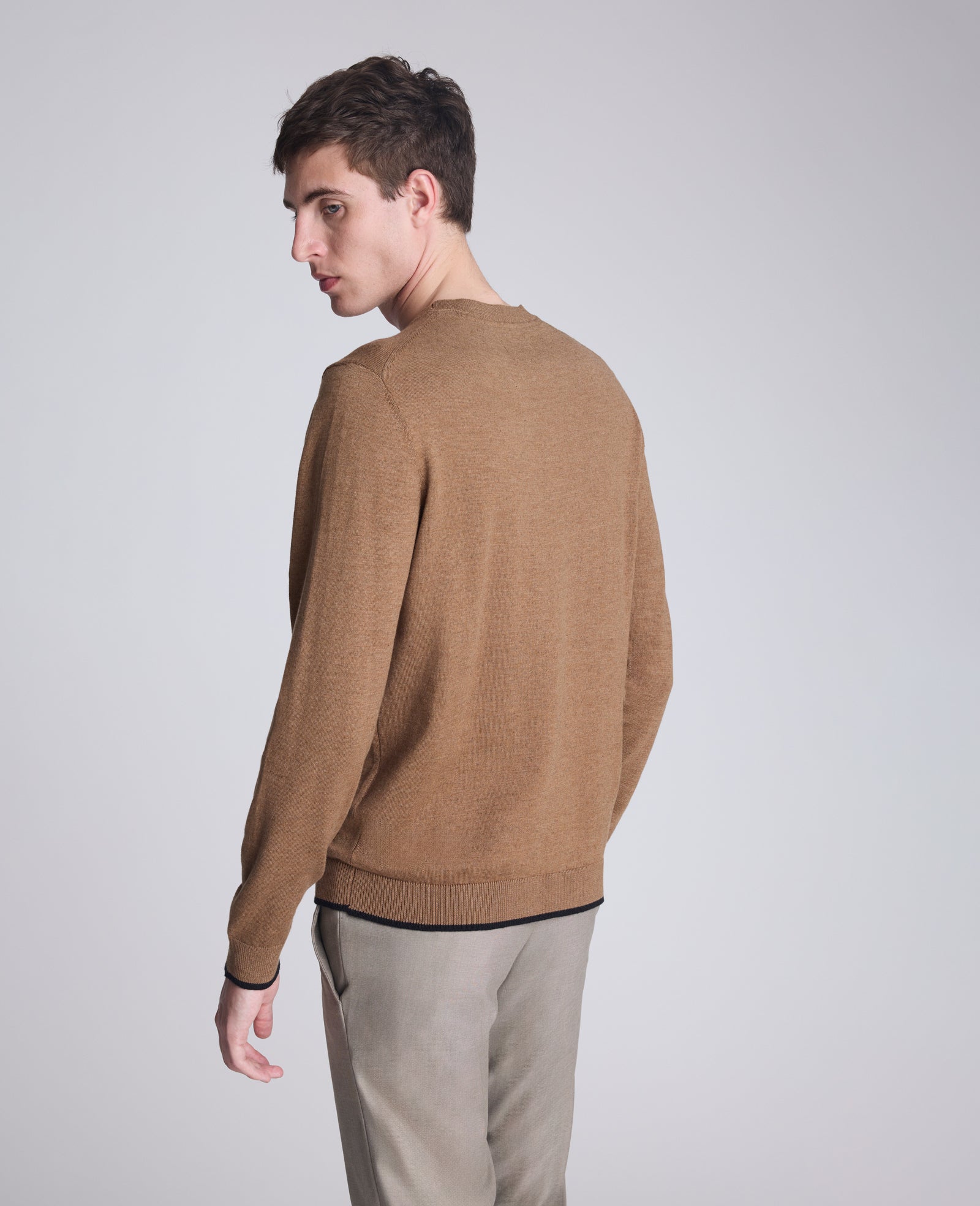 Kenneth Cole Heather Brown Crew Neck Sweater – Classic Fit | Kenneth Cole | HEATHER BROWN