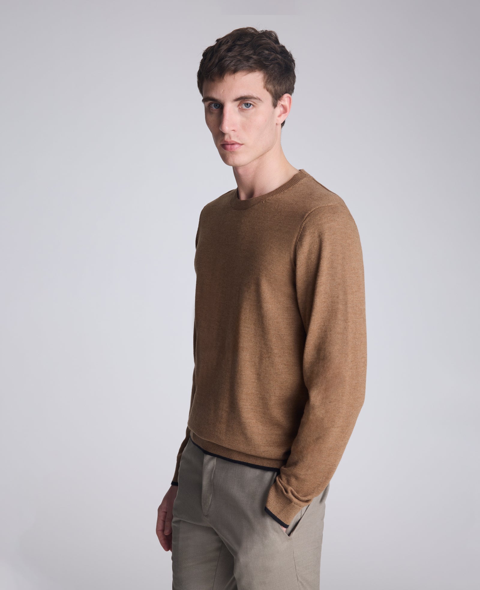 Kenneth Cole Heather Brown Crew Neck Sweater – Classic Fit | Kenneth Cole | HEATHER BROWN