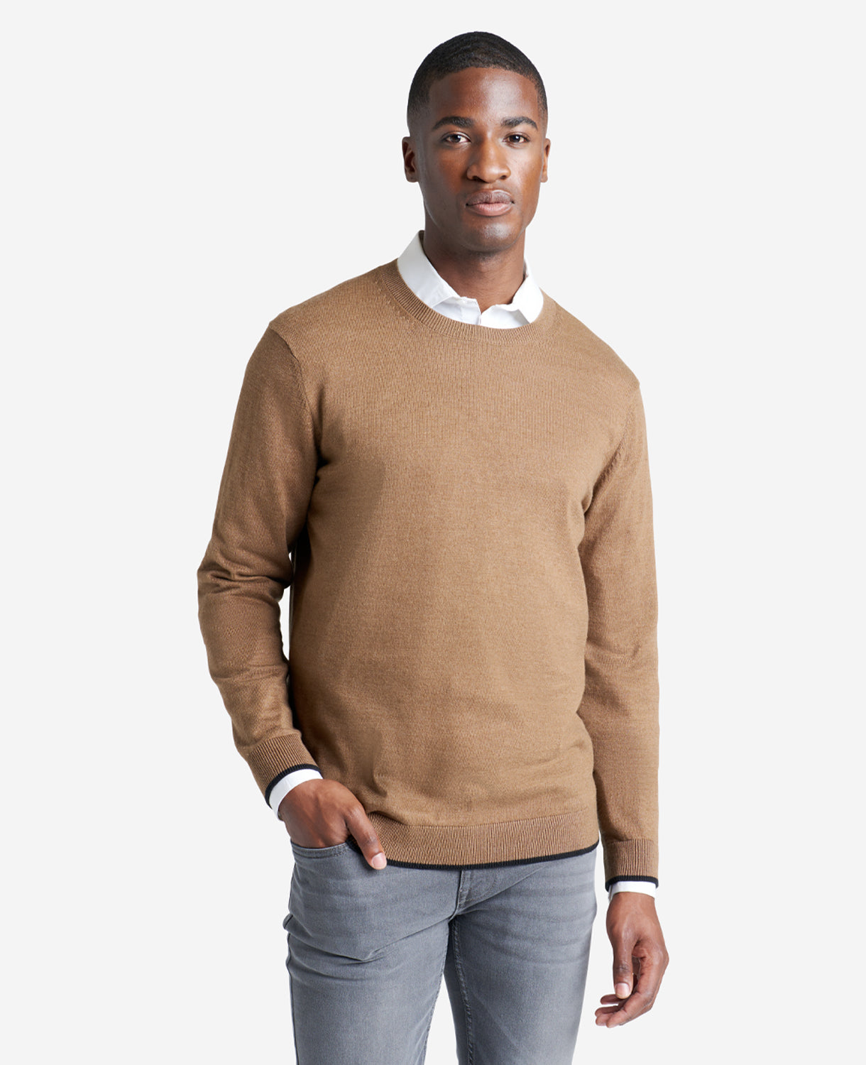 Kenneth Cole Heather Brown Crew Neck Sweater – Classic Fit | Kenneth Cole | HEATHER BROWN