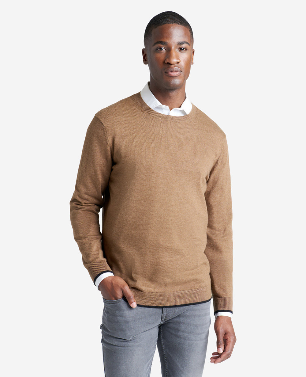 Kenneth Cole Heather Brown Crew Neck Sweater – Classic Fit | Kenneth Cole | HEATHER BROWN