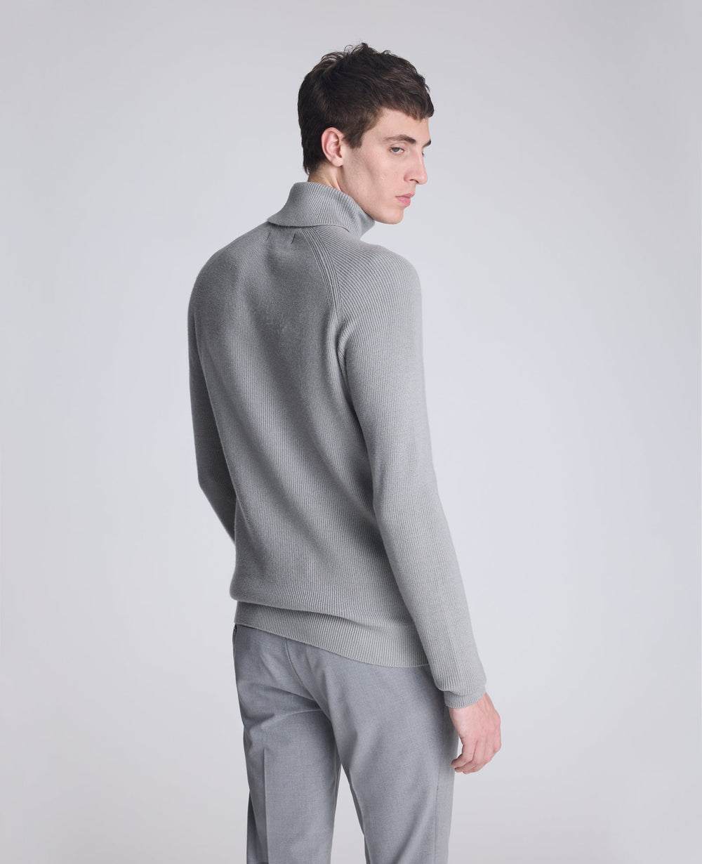 Kenneth Cole Shop Foldover Turtleneck Sweater: Grey Heather Ribbed | KC | GREY/HEATHER