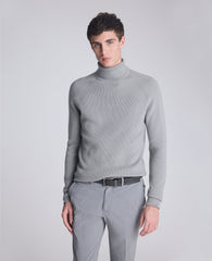 Kenneth Cole Shop Foldover Turtleneck Sweater: Grey Heather Ribbed | KC | GREY/HEATHER