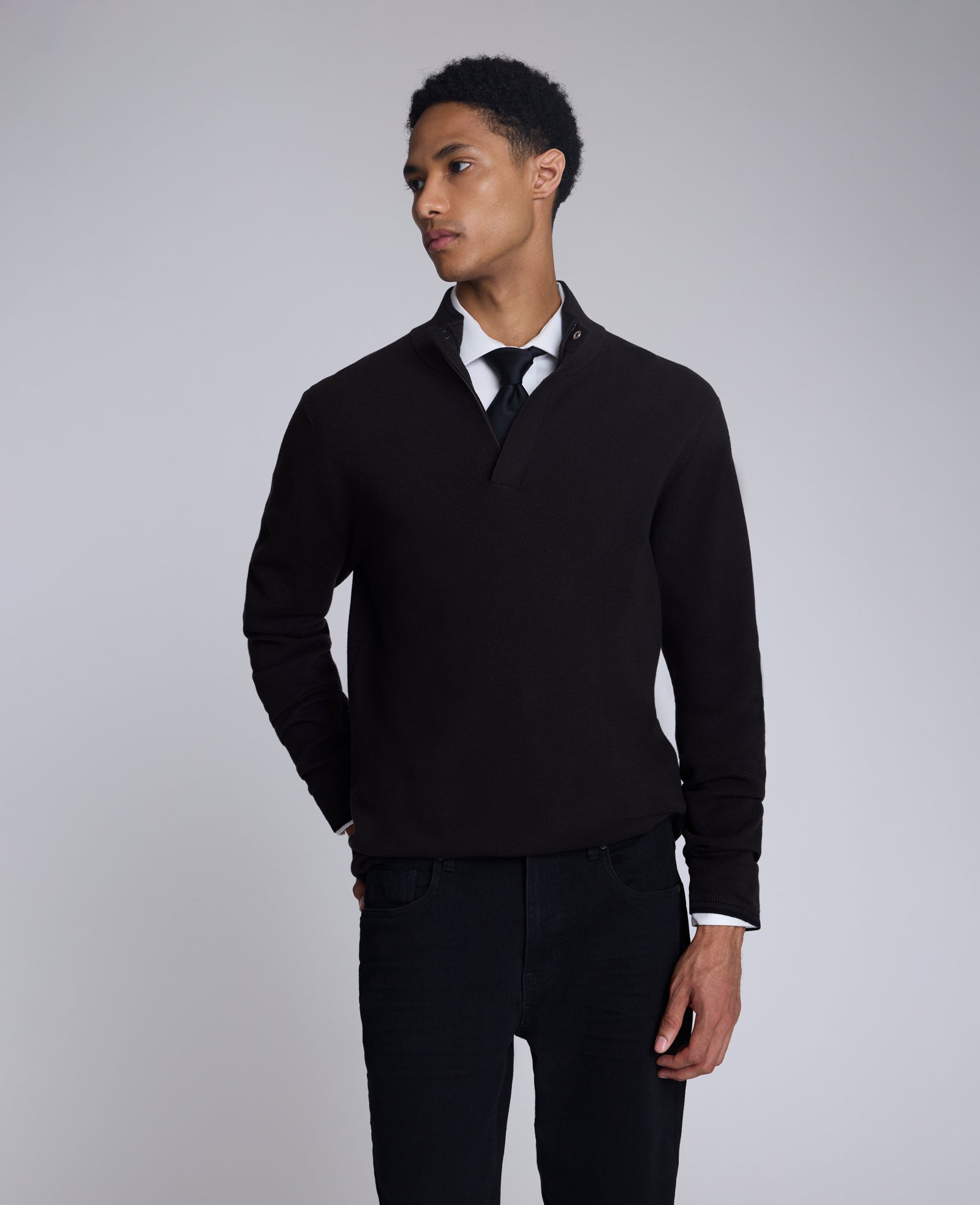 Kenneth Cole Quarterzip Pullover Sweater | DARK BROWN