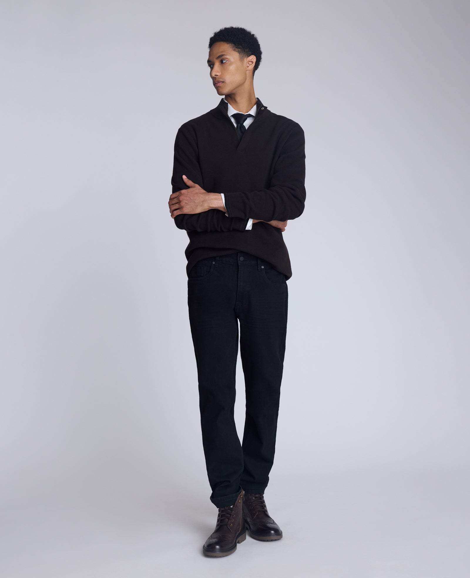 Kenneth Cole Quarterzip Pullover Sweater | DARK BROWN