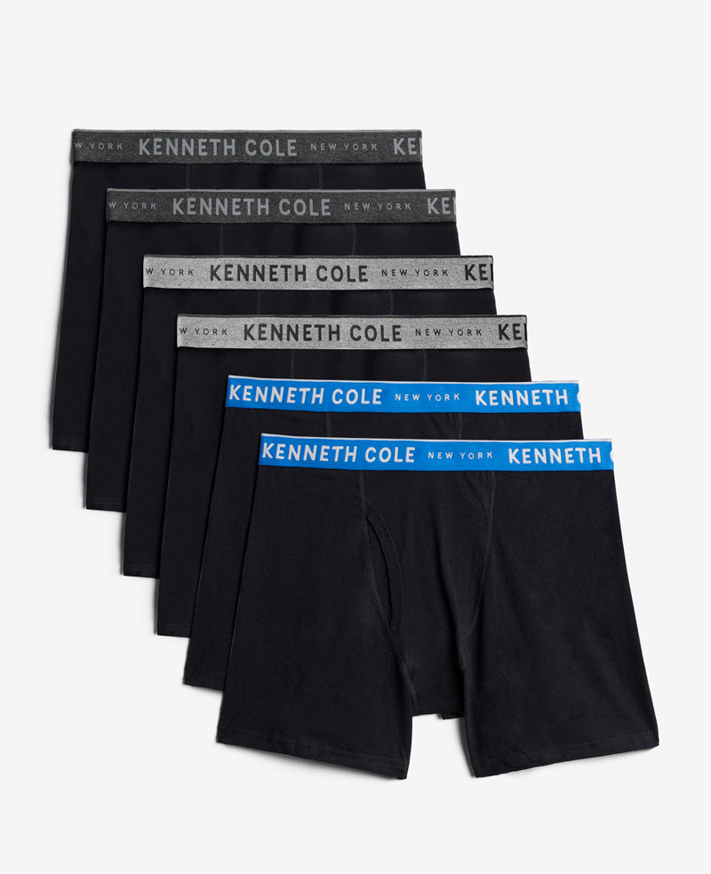 Kenneth Cole 6-Pack Boxer Briefs – Heather Charcoal Cotton Stretch | KC | HEATHER CHAR-COLE