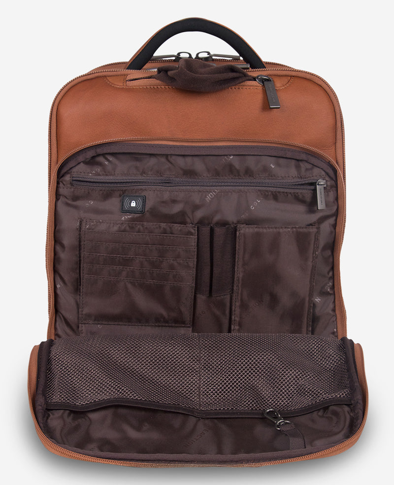 Kenneth Cole Colombian Leather Backpack | COGNAC