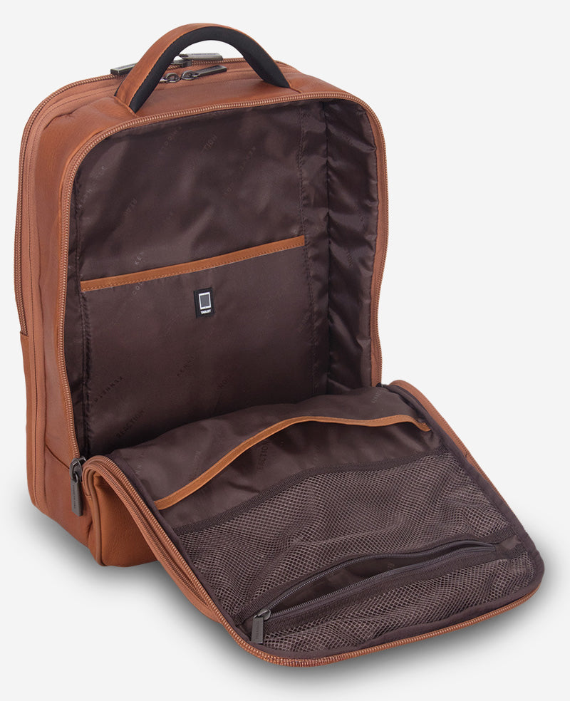 Kenneth Cole Colombian Leather Backpack | COGNAC