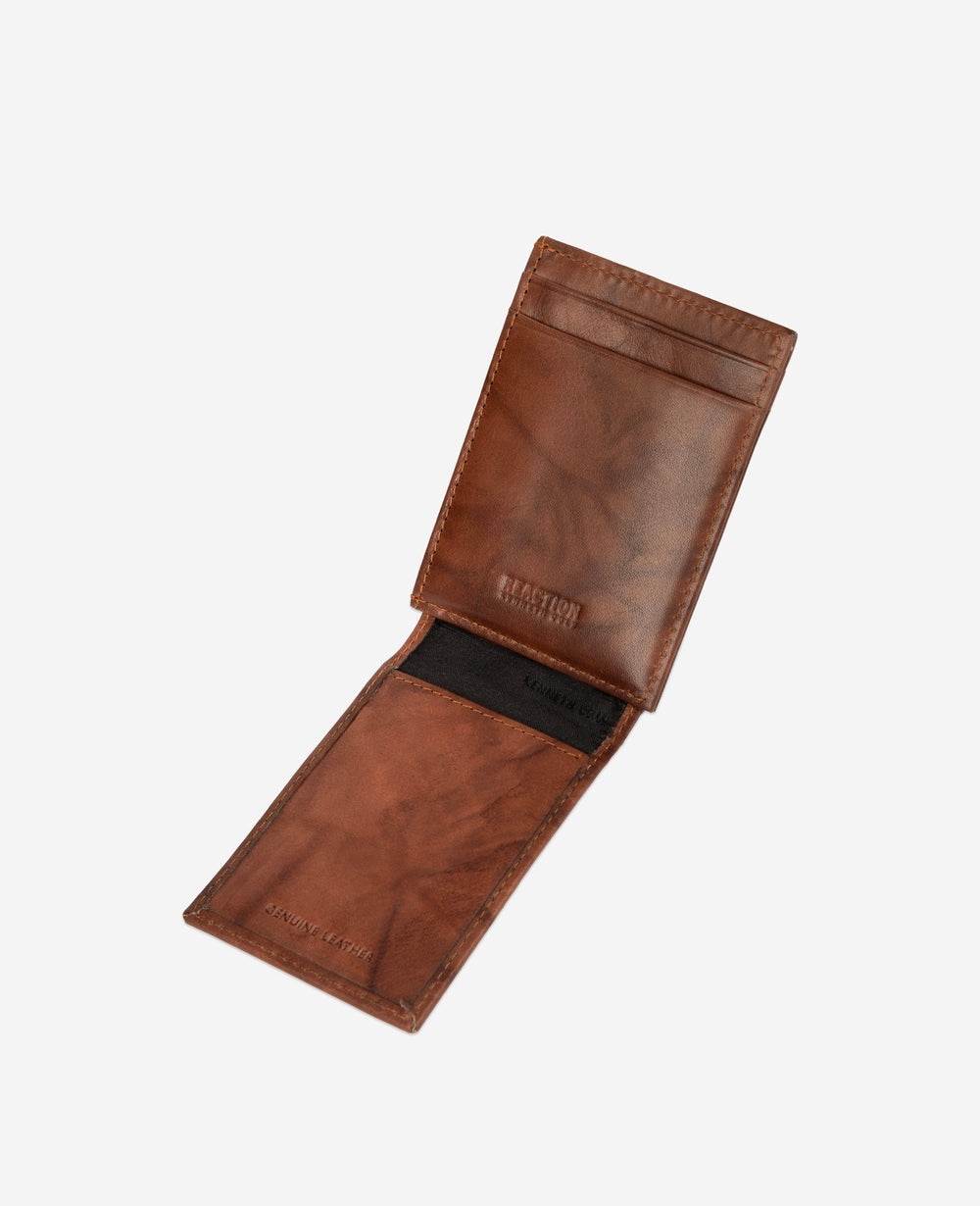 Kenneth Cole Crunch Leather Wallet | TAN