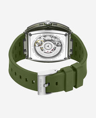Kenneth Cole Skeleton Automatic Green Silicone Strap Watch | GREEN