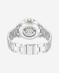 Kenneth Cole Skeleton Automatic Green Contrast Dial Bracelet Watch | SILVER/GREEN