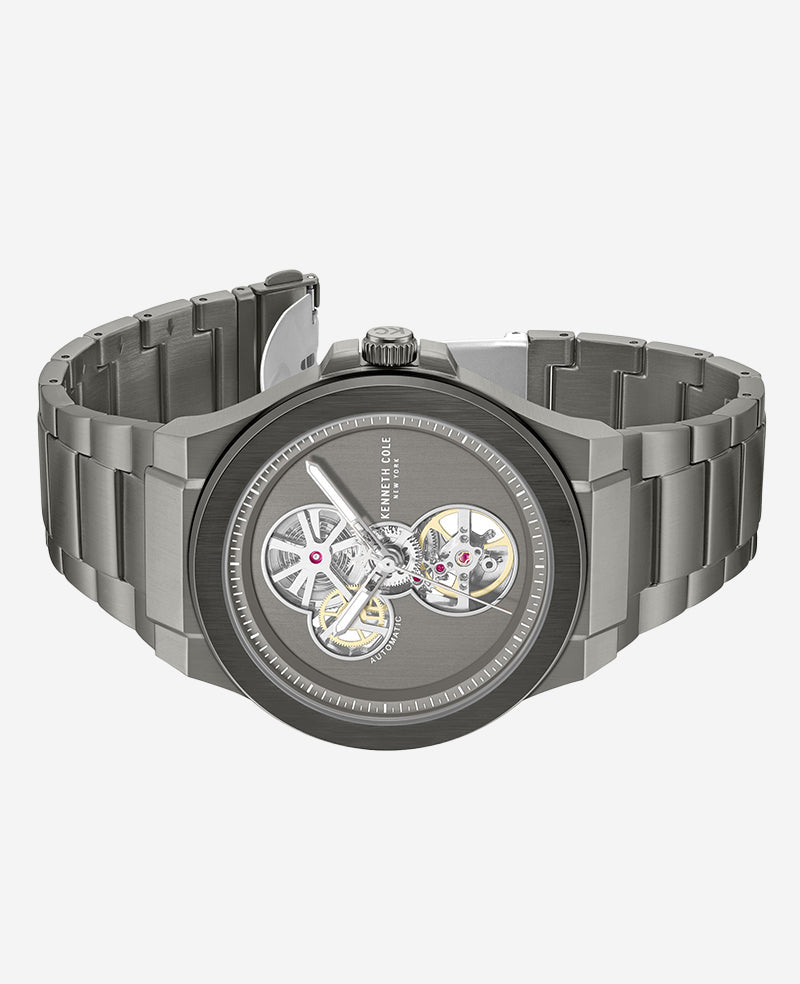 Kenneth Cole Automatic Gun Metal Stainless Steel Bracelet Watch | GUN
